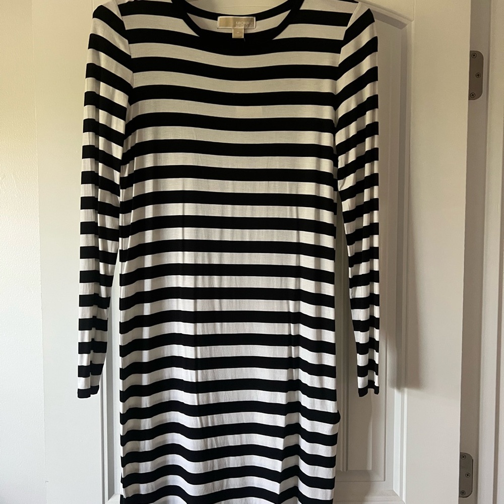 Michael Kors Striped Black and White Jersey Dress